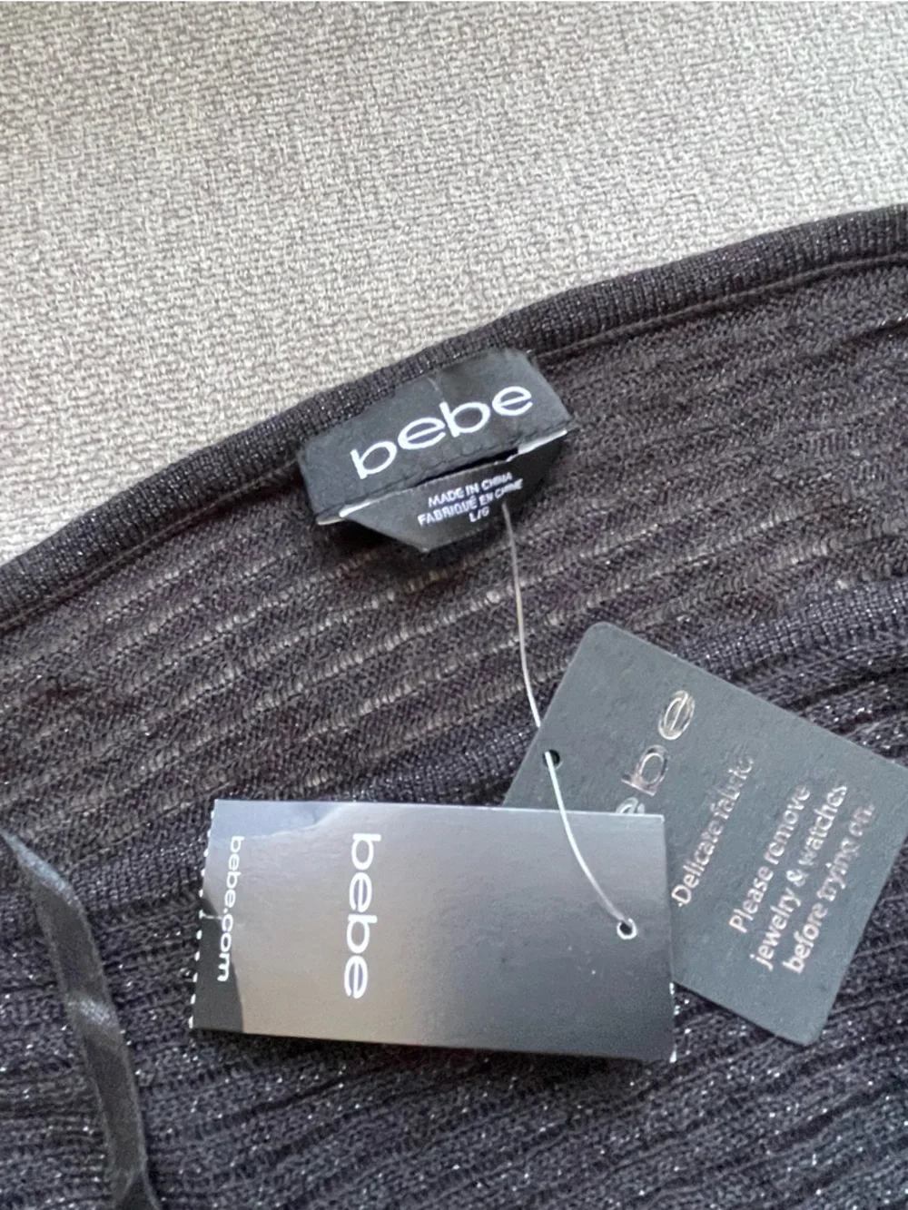 bebe Black Ribbed Sweater - Picture 3 of 4